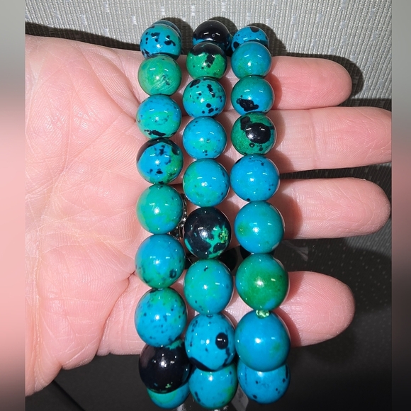🐰SALE🐰 10mm Premium Chrysocolla Bracelet - Picture 1 of 7